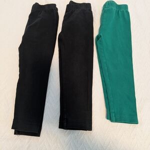 3 Sets Of Hanna Andersson Black and Green Kids Leggings